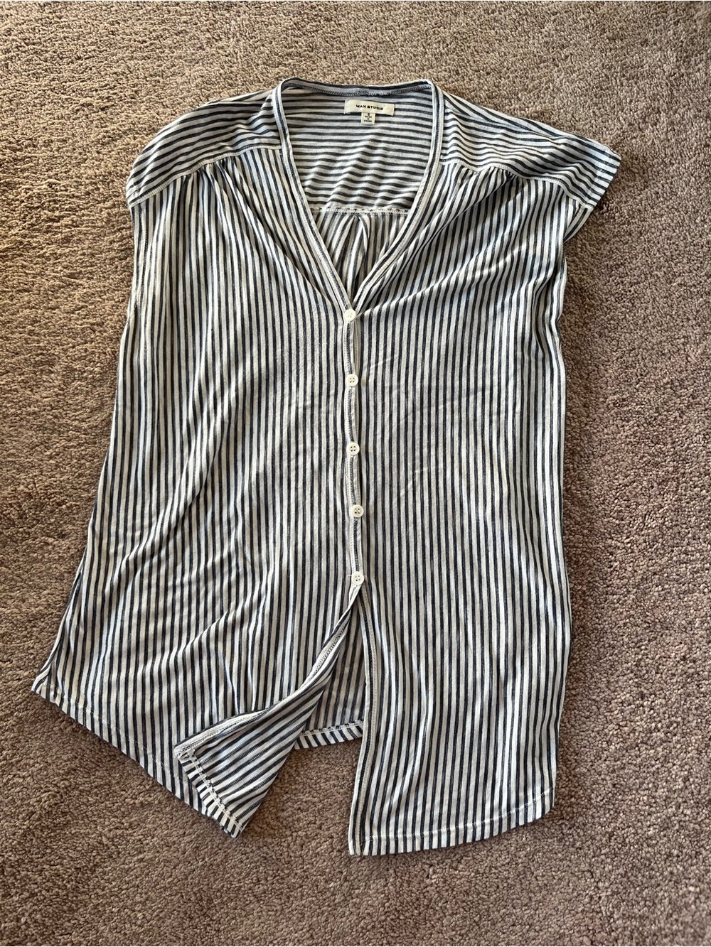 Max Studio Navy & White Striped Sleeveless Top